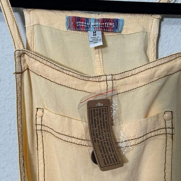 NEW Urban Outfitters Butter Yellow Romper Contrast Stitching Linen Blend Medium - Picture 4 of 8